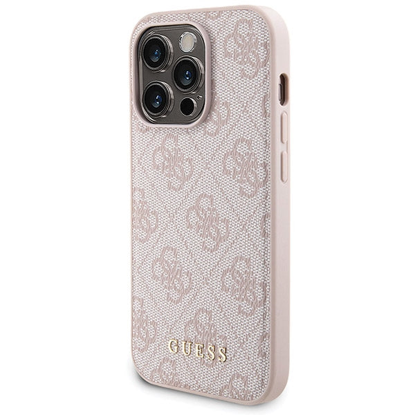 Guess 4G Metal Logo case set for iPhone 15 Pro Max + 5000mAh MagSafe power bank - pink