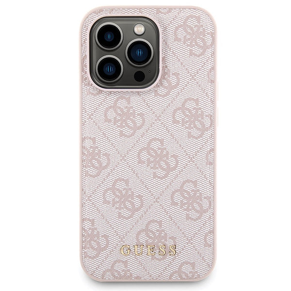 Guess 4G Metal Logo case set for iPhone 15 Pro Max + 5000mAh MagSafe power bank - pink