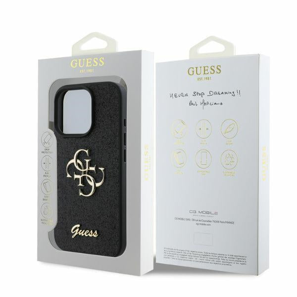 Guess Fixed Glitter Big 4G case for iPhone 16 Pro - black