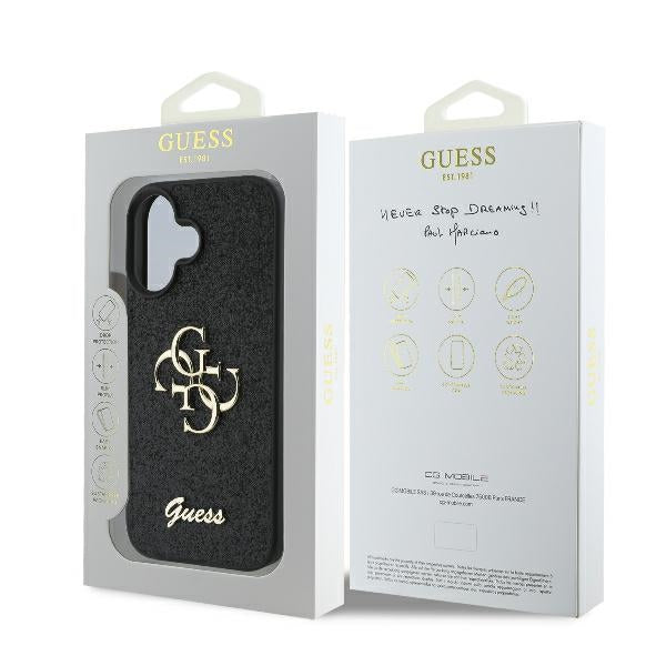 Guess Fixed Glitter Big 4G case for iPhone 16 Plus - black