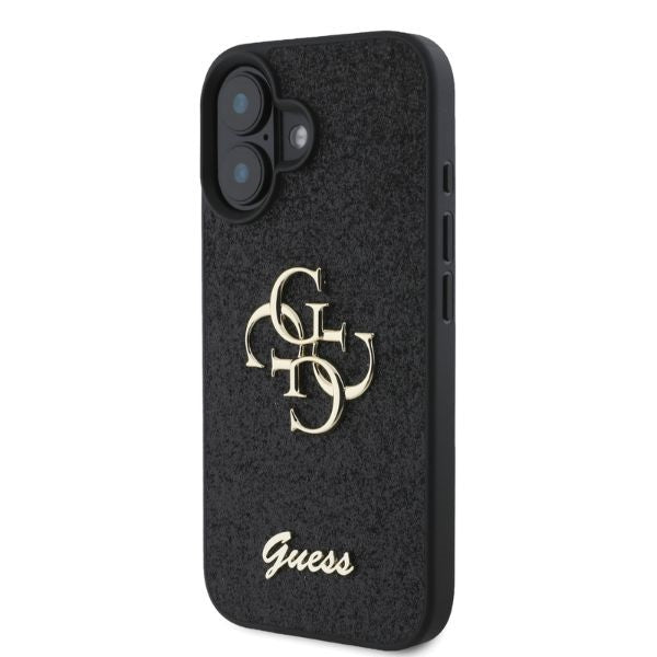 Guess Fixed Glitter Big 4G case for iPhone 16 - black
