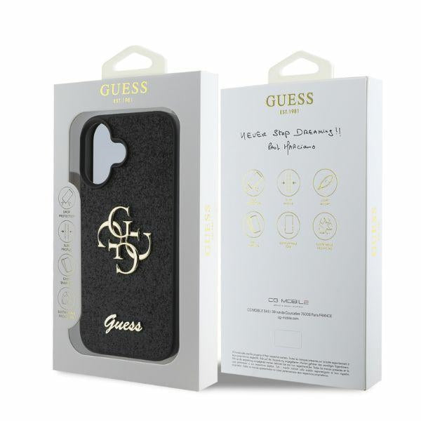 Guess Fixed Glitter Big 4G case for iPhone 16 - black