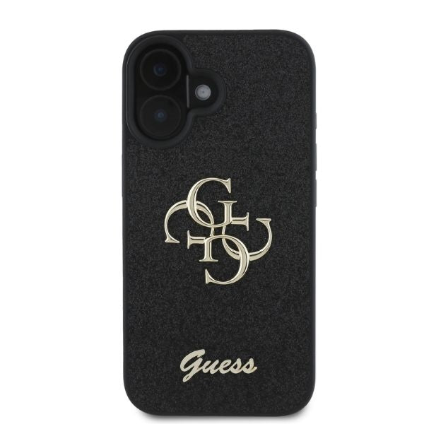 Guess Fixed Glitter Big 4G case for iPhone 16 - black