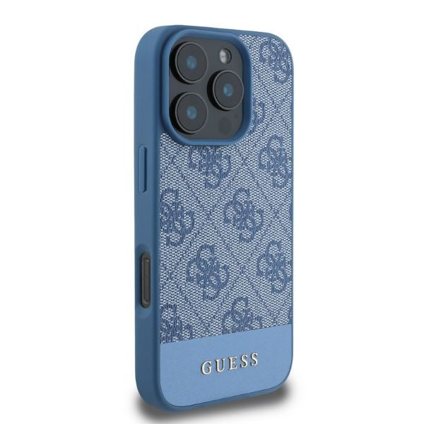 Guess 4G Bottom Stripe case for iPhone 16 Pro Max - blue