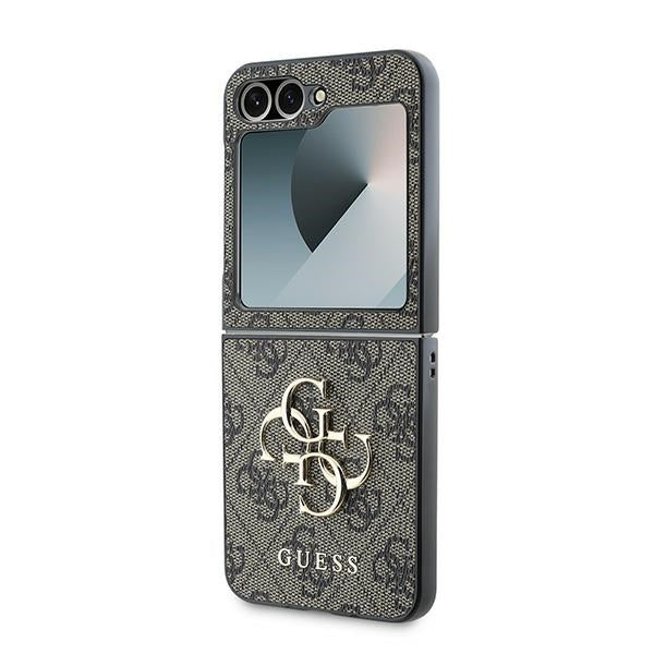 Guess Leather 4G Metal Logo Case for Samsung Galaxy Z Flip 6 - Brown
