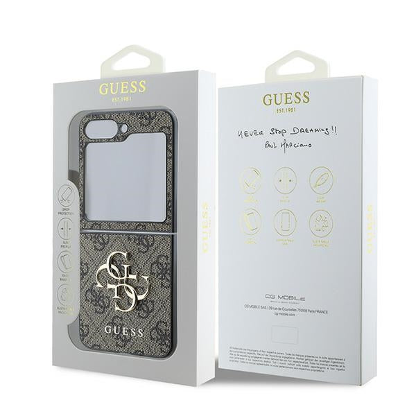 Guess Leather 4G Metal Logo Case for Samsung Galaxy Z Flip 6 - Brown