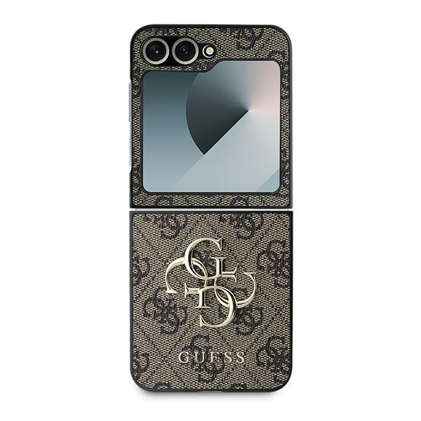 Guess Leather 4G Metal Logo Case for Samsung Galaxy Z Flip 6 - Brown