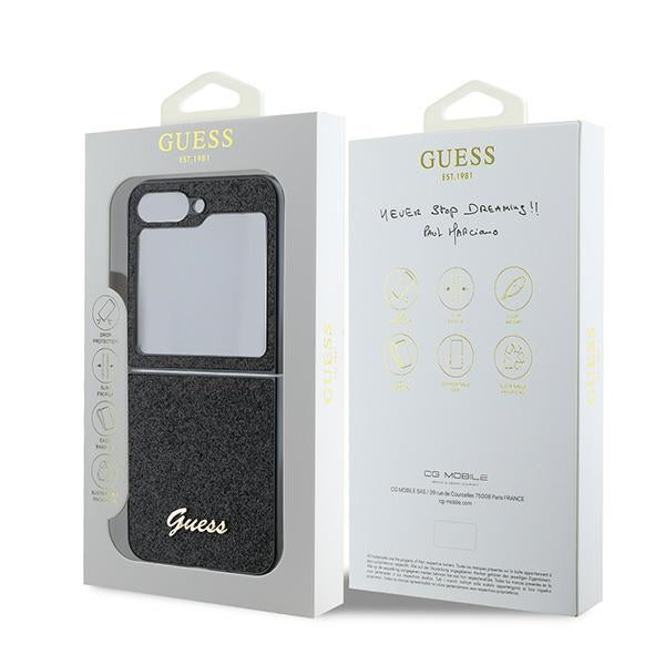 Guess 4G Glitter Script Case for Samsung Galaxy Z Flip 6 - Black