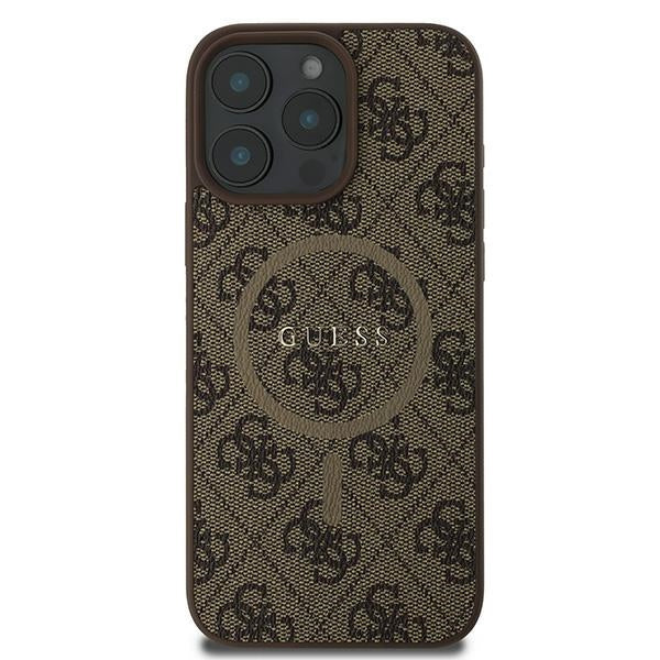 Guess 4G Ring Classic Logo MagSafe iPhone 16 Pro Case - Brown