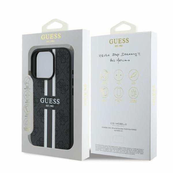 Guess 4G Printed Stripes MagSafe case for iPhone 16 Pro - black