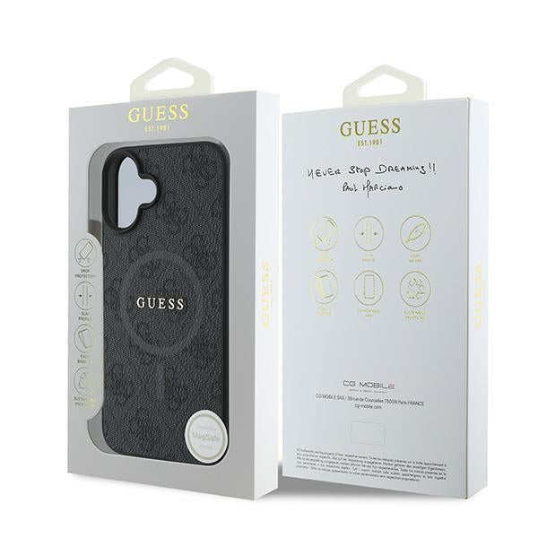 Guess 4G Ring Classic Logo MagSafe case for iPhone 16 Plus - black