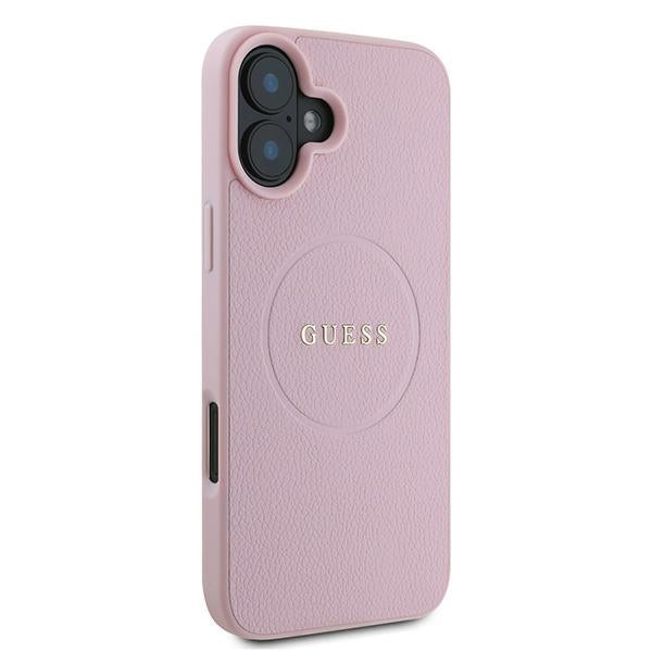 Guess Grained Gold Ring MagSafe iPhone 16 Plus Case - Pink