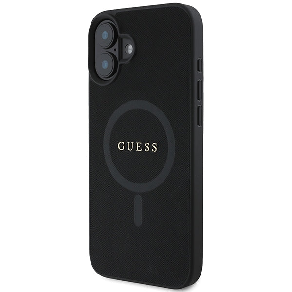 Guess Saffiano Classic Logo MagSafe iPhone 16 Plus Case - Black