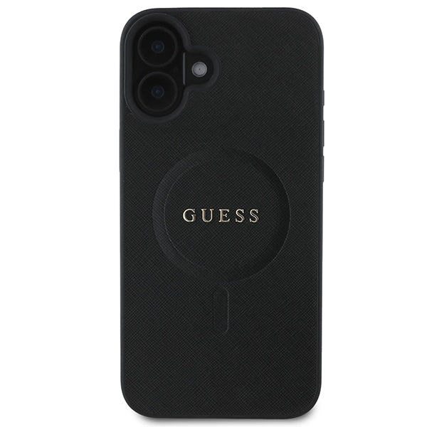 Guess Saffiano Classic Logo MagSafe iPhone 16 Plus Case - Black