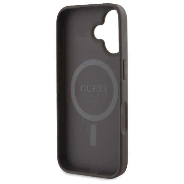 Guess 4G Ring Classic Logo MagSafe iPhone 16 Case - Brown