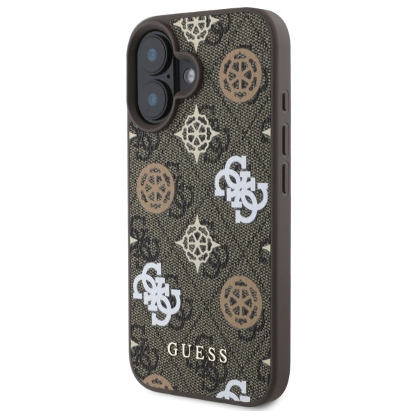 Guess Peony On 4G Background MagSafe case for iPhone 16 - brown