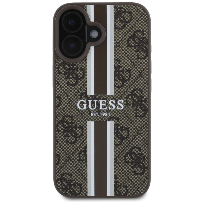 Guess 4G Printed Stripes MagSafe iPhone 16 Case - Brown