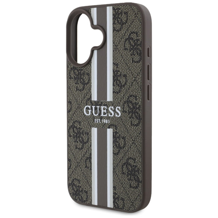 Guess 4G Printed Stripes MagSafe iPhone 16 Case - Brown