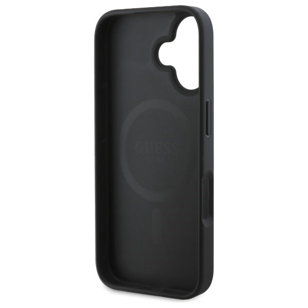 Guess Peony Script MagSafe iPhone 16 Case - Black