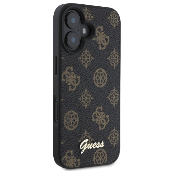 Guess Peony Script MagSafe iPhone 16 Case - Black