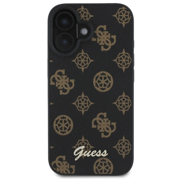 Guess Peony Script MagSafe iPhone 16 Case - Black