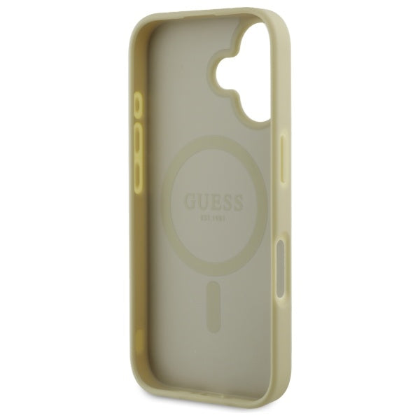 Guess Saffiano Peony Classic Logo MagSafe case for iPhone 16 - gold
