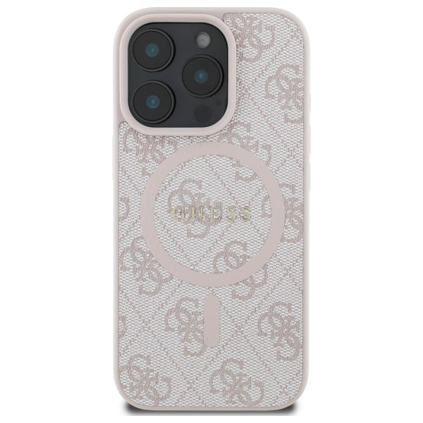 Guess 4G Ring Classic Logo MagSafe Case for iPhone 16 Pro Max - Pink