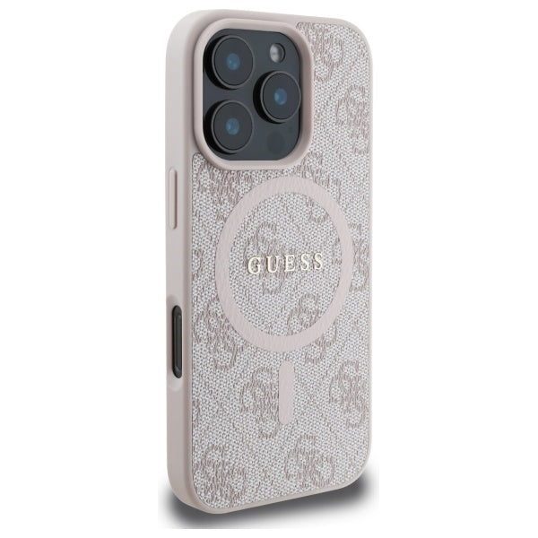 Guess 4G Ring Classic Logo MagSafe Case for iPhone 16 Pro Max - Pink