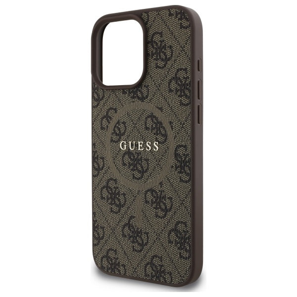 Guess 4G Ring Classic Logo MagSafe Case for iPhone 16 Pro Max - Brown