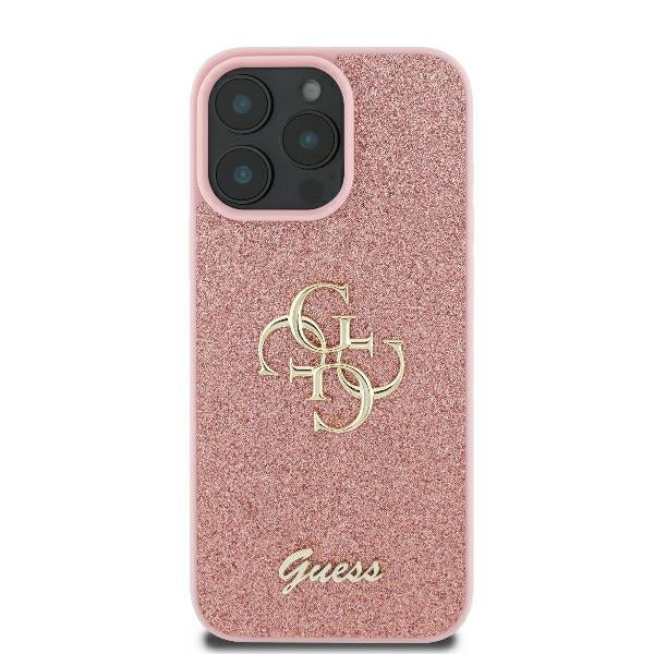 Guess Fixed Glitter Big 4G Case for iPhone 16 Pro - Pink