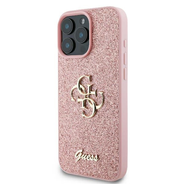 Guess Fixed Glitter Big 4G Case for iPhone 16 Pro - Pink