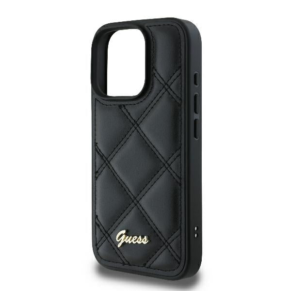 Guess Quilted Metal Logo Case for iPhone 16 Pro Max - Black