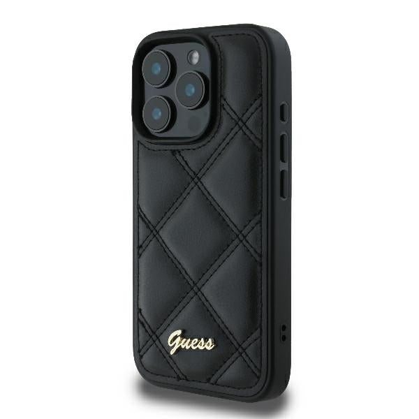 Guess Quilted Metal Logo Case for iPhone 16 Pro Max - Black