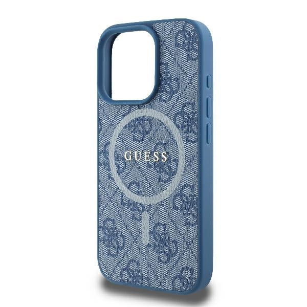 Guess 4G Ring Classic Logo MagSafe iPhone 16 Pro Case - Blue