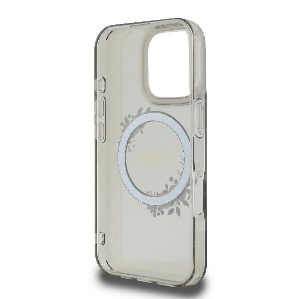 Guess IML Flowers Wreath MagSafe Case for iPhone 16 Pro - Black