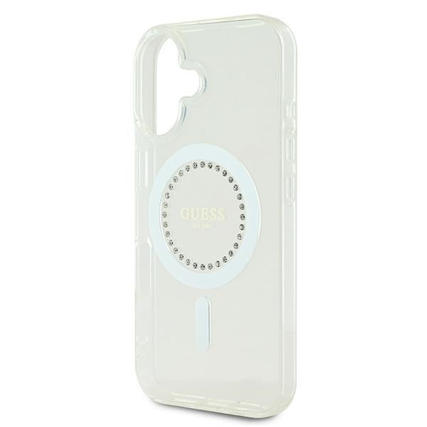Guess IML Rhinestones MagSafe Case for iPhone 16 - White
