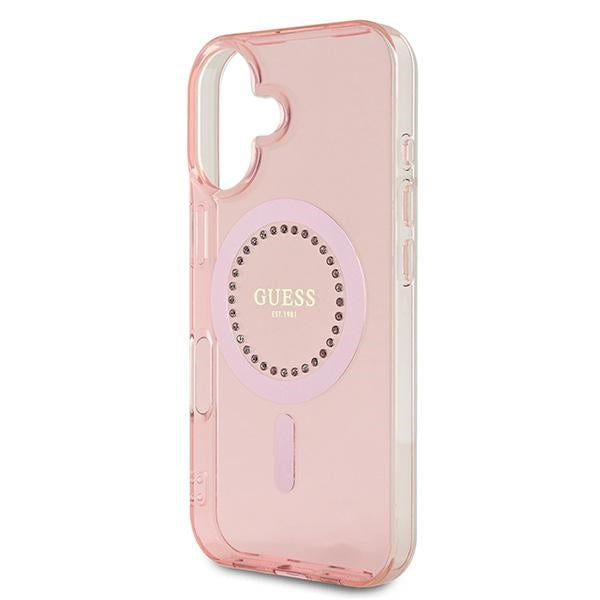 Guess IML Rhinestones MagSafe iPhone 16 Case - Pink
