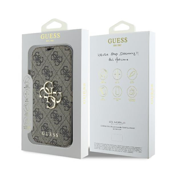 Guess 4G Metal Logo iPhone 16 Case - Brown