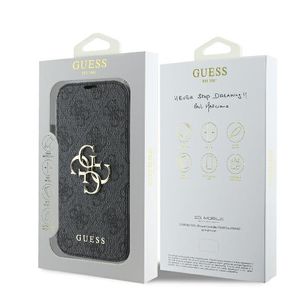 Guess 4G Metal Logo iPhone 16 Case - Black