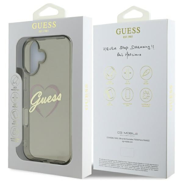 Guess IML Heart iPhone 16 Case - Black