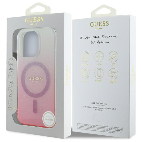 Guess IML Glitter Gradient MagSafe Case for iPhone 16 Pro - Pink
