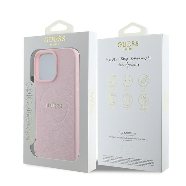 Guess Grained Ring MagSafe iPhone 16 Pro Case - Pink
