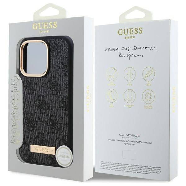 Guess 4G Logo Plate MagSafe Case for iPhone 16 Pro - Black