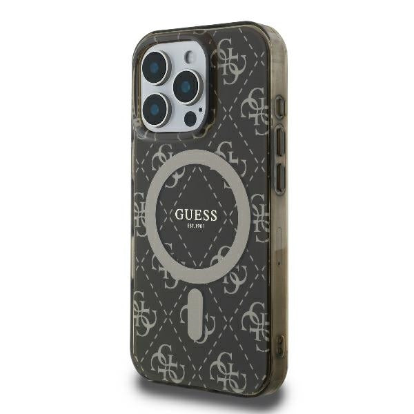Guess IML 4G Background MagSafe Case for iPhone 16 Pro Max - Brown