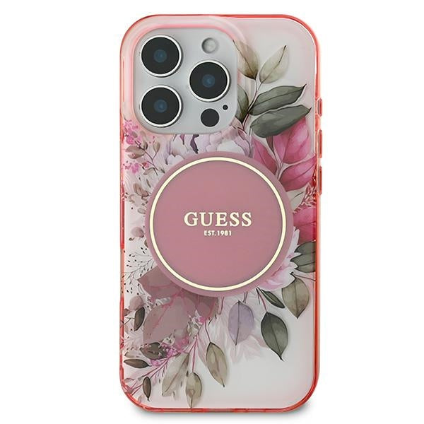 Guess IML Flower &amp; Tonal Circle MagSafe iPhone 16 Pro Max Case - Pink