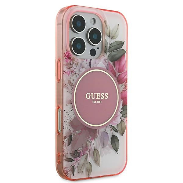 Guess IML Flower &amp; Tonal Circle MagSafe iPhone 16 Pro Max Case - Pink