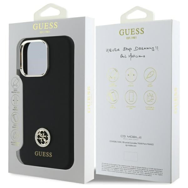 Guess Silicone Logo Strass 4G Case for iPhone 16 Pro - Black