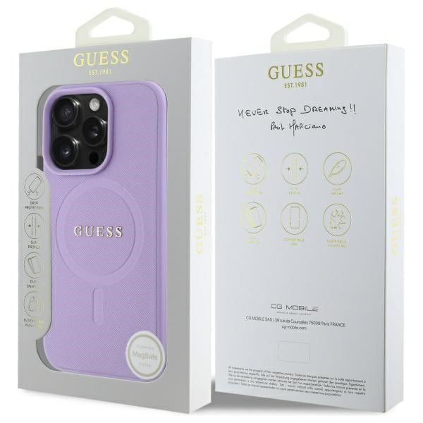 Guess Saffiano MagSafe case for iPhone 16 Pro - purple