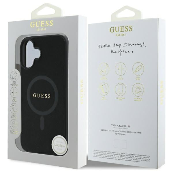 Guess Saffiano Classic Logo MagSafe case for iPhone 16 - black