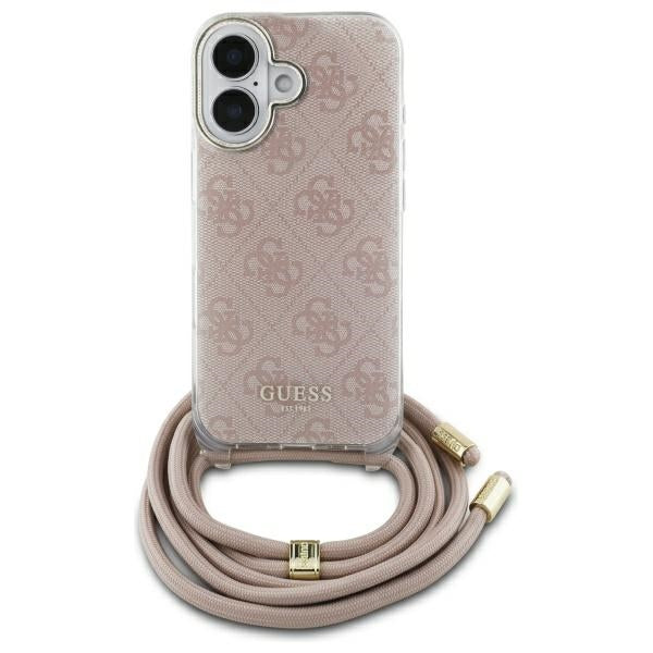Guess Crossbody Cord 4G Print iPhone 16 Case - Pink